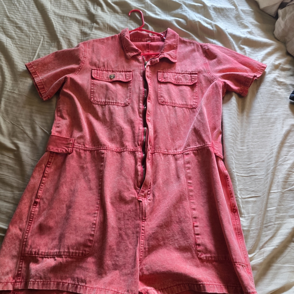 Vintage Zip Up Jean Utility Romper